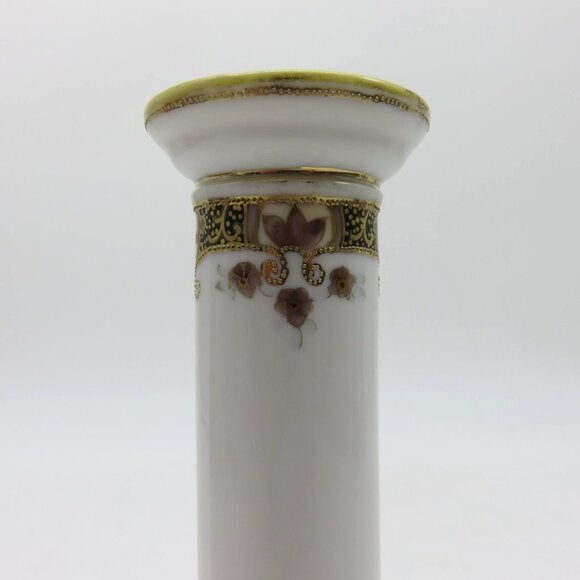 RC Nippon Hand-Painted Ceramic Candlestick Candle Holder With Gold Trim - Picture 10 of 10